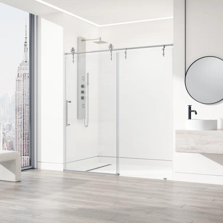 Hamilton 56-60" W x 78" H Sliding Frameless Shower Door with 3/8" Clear Glass