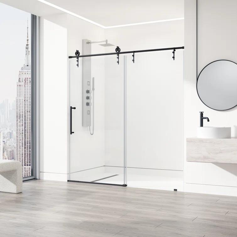Hamilton 56-60" W x 78" H Sliding Frameless Shower Door with 3/8" Clear Glass