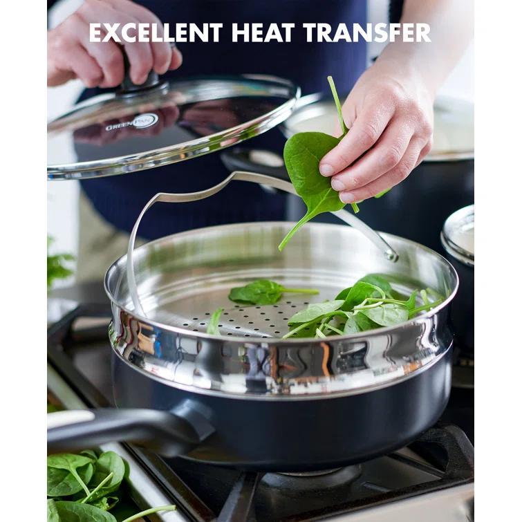 GreenPan GreenPan Rio Healthy Ceramic Nonstick 16 Piece Cookware Pots and Pans Set, PFAS-Free, Dishwasher Safe