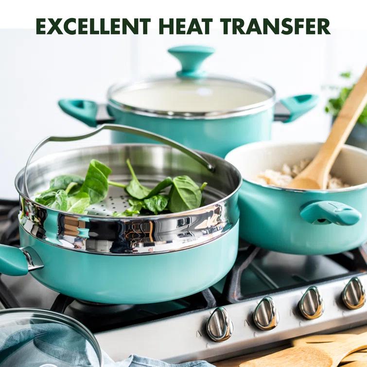 GreenPan GreenPan Rio Healthy Ceramic Nonstick 16 Piece Cookware Pots and Pans Set, PFAS-Free, Dishwasher Safe