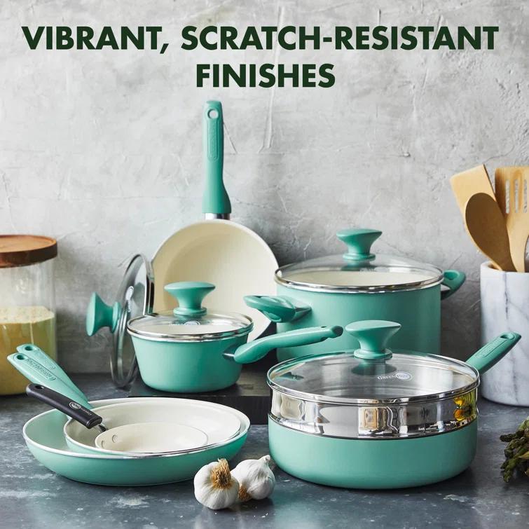 GreenPan GreenPan Rio Healthy Ceramic Nonstick 16 Piece Cookware Pots and Pans Set, PFAS-Free, Dishwasher Safe