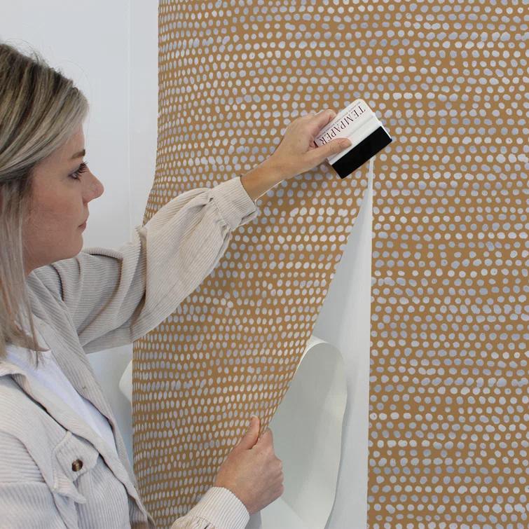 Tempaper & Co. Moire Dots Removable Peel and Stick Wallpaper, Toasted Turmeric Dots, 28 sq. ft.: Vinyl, Self-Adhesive, Modern Decor