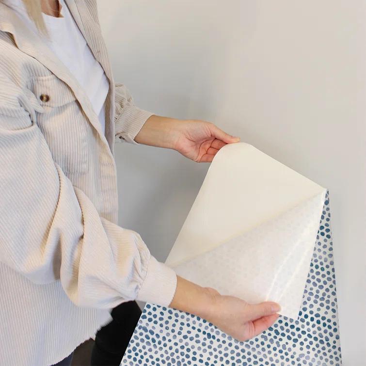 Tempaper Moire Dots Light Tan Peel and Stick Wallpaper, 20.5" x 16.5'