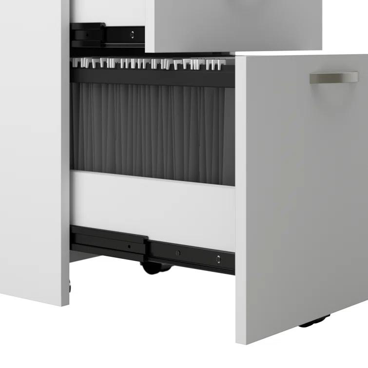 Bush Business Furniture Office in an Hour 2 Person L Shaped Cubicle Desks with Storage, Drawers, and Organizers