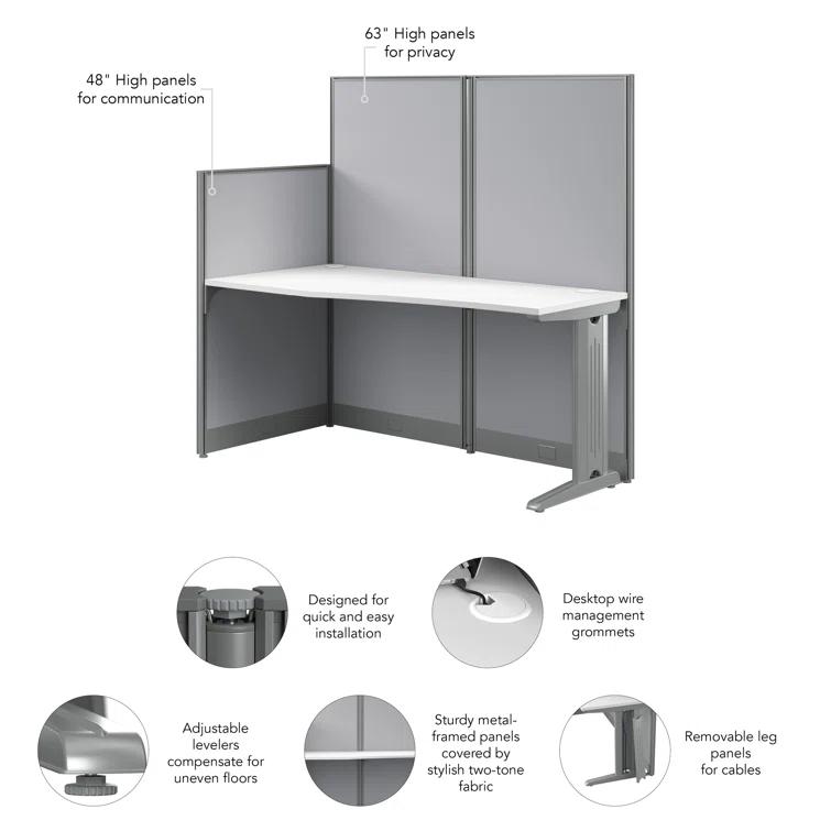 Office In An Hour L-Shaped 1 Person Cubicle with Cable Management