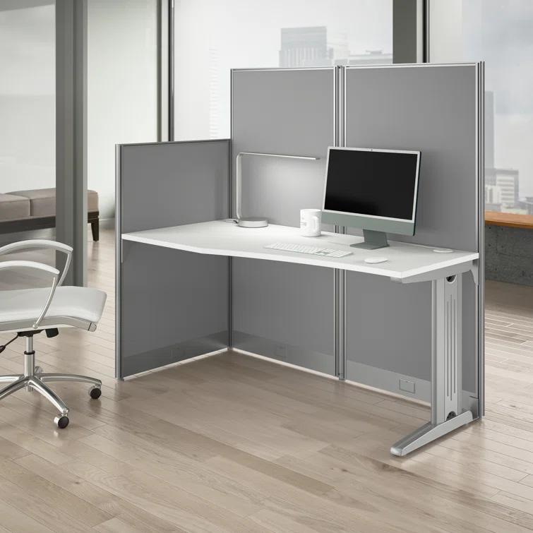 Office In An Hour L-Shaped 1 Person Cubicle with Cable Management