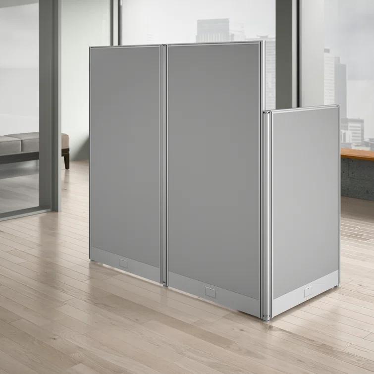 Office In An Hour L-Shaped 1 Person Cubicle with Cable Management
