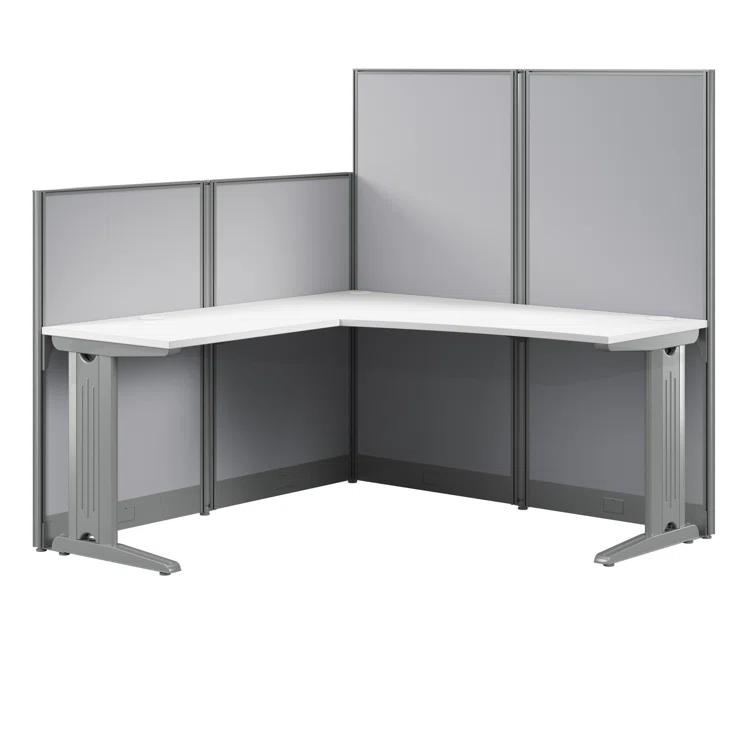 Office In An Hour L-Shaped 1 Person Cubicle with Cable Management