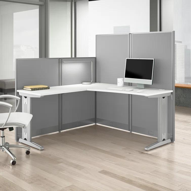 Office In An Hour L-Shaped 1 Person Cubicle with Cable Management