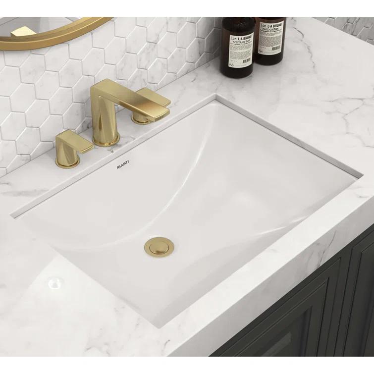 Ruvati 17 x 12 inch Undermount Bathroom Sink White Rectangular Porcelain Ceramic with Overflow