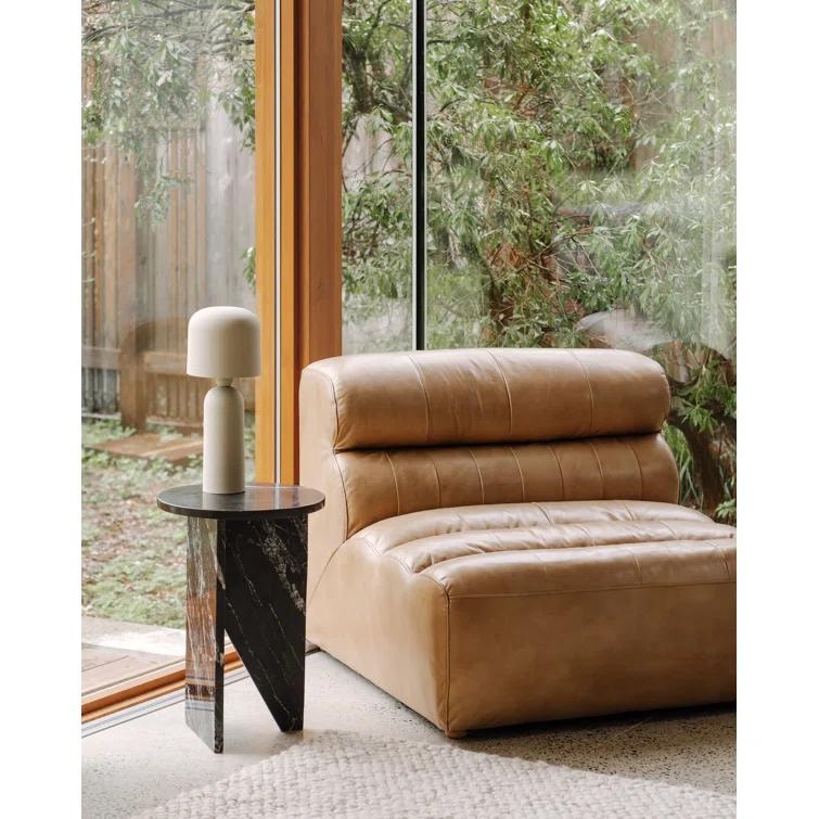 Ramsay 144" Brown Leather Slipper Sofa with Wood Frame