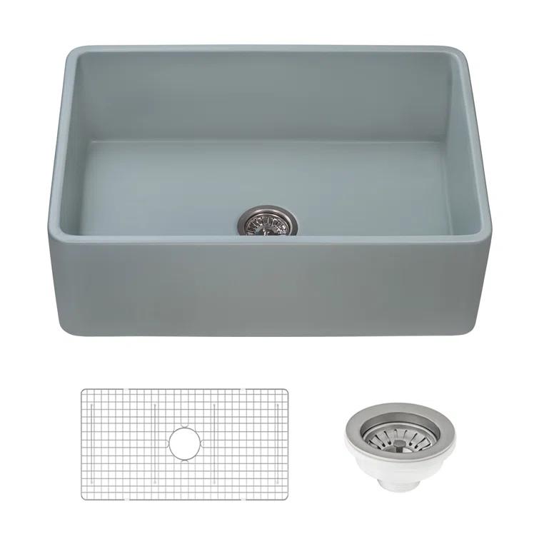 Ruvati 33 inch Fireclay Farmhouse Apron-Front Kitchen Sink Reversible