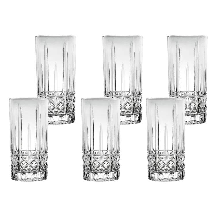Lorren Home Trends Lorren Home Trends Tall 12 Ounce Drinking Glass-Textured Cut Glass (Set of 6)