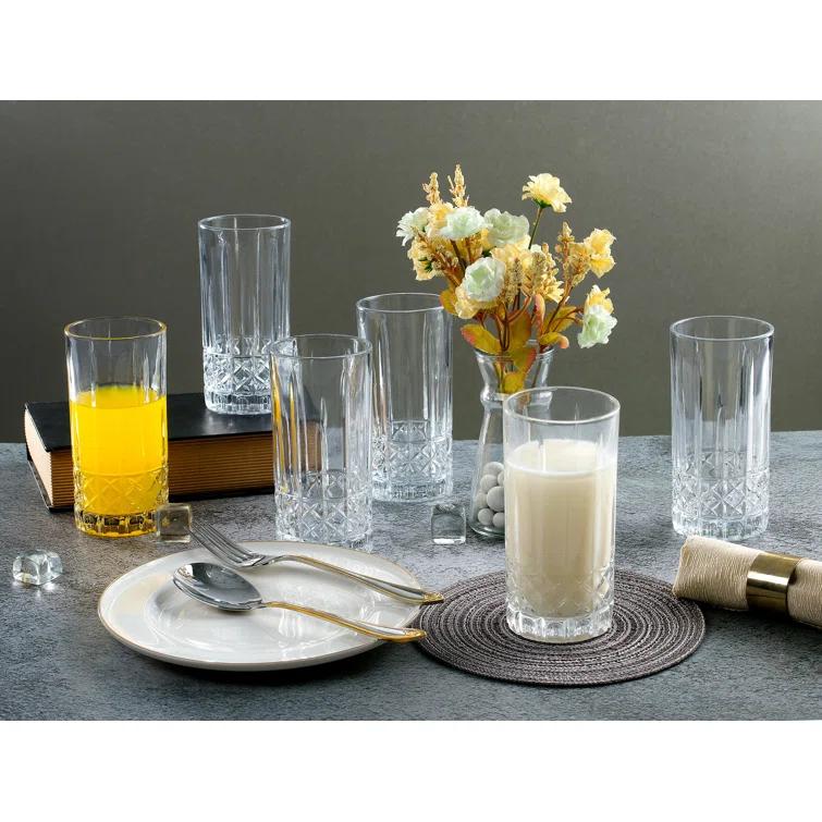 Lorren Home Trends Lorren Home Trends Tall 12 Ounce Drinking Glass-Textured Cut Glass (Set of 6)