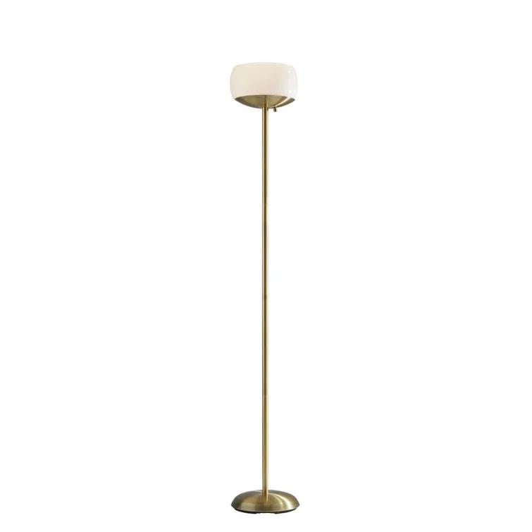 Jessica 300W Torchiere Antique Brass - Adesso: ETL Listed, Dimmable Glass Shade, Metal Body, No Tools Assembly
