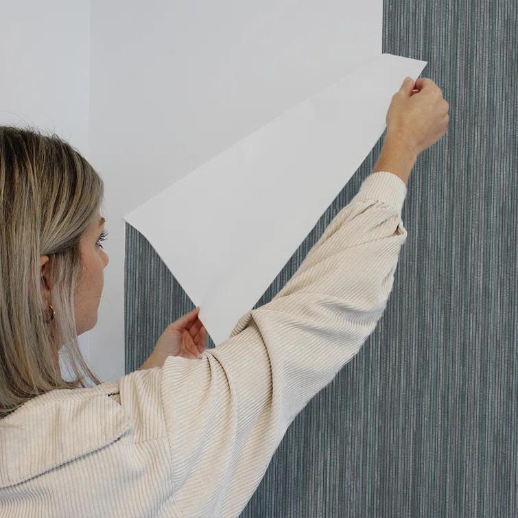 Tempaper & Co. 28 sq ft Faux Grasscloth Removable Peel and Stick Wallpaper Textured Chambray : Vinyl, Self-Adhesive, Blue
