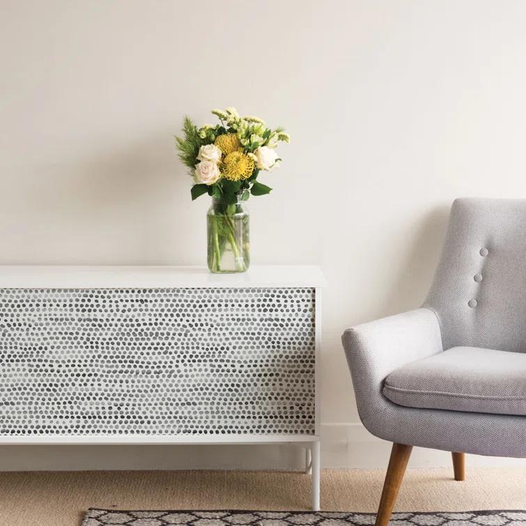 Tempaper & Co. Moire Dots Removable Peel and Stick Wallpaper, Black and White, 28 sq. ft.: Modern Vinyl, Self-Adhesive, Washable