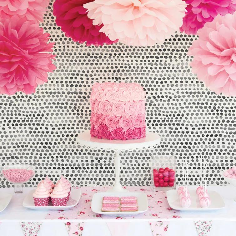 Tempaper & Co. Moire Dots Removable Peel and Stick Wallpaper, Black and White, 28 sq. ft.: Modern Vinyl, Self-Adhesive, Washable