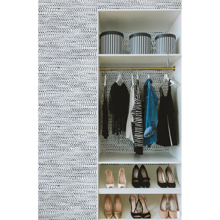 Tempaper & Co. Moire Dots Removable Peel and Stick Wallpaper, Black and White, 28 sq. ft.: Modern Vinyl, Self-Adhesive, Washable