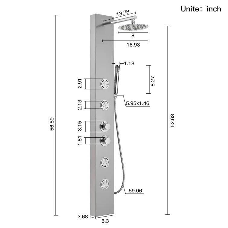 52.36'' Shower Panel with Adjustable Shower Head