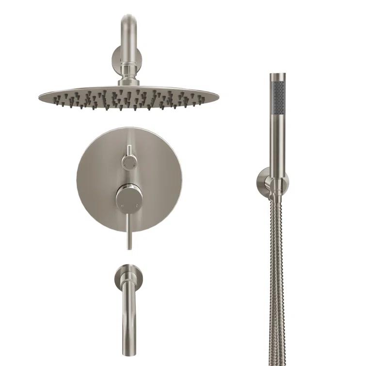 Luxury Wall-Mounted 3-Function Shower System Solid Brass Mixer Valve, 1.8 GPM Flow & Dual Showerheads with Rough-in Valve