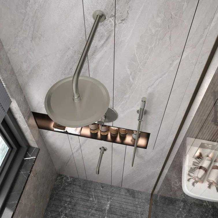 Luxury Wall-Mounted 3-Function Shower System Solid Brass Mixer Valve, 1.8 GPM Flow & Dual Showerheads with Rough-in Valve