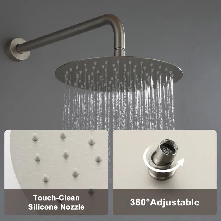 Luxury Wall-Mounted 3-Function Shower System Solid Brass Mixer Valve, 1.8 GPM Flow & Dual Showerheads with Rough-in Valve