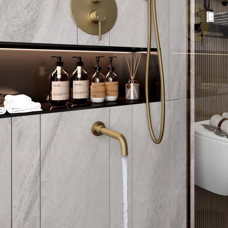Luxury Wall-Mounted 3-Function Shower System Solid Brass Mixer Valve, 1.8 GPM Flow & Dual Showerheads with Rough-in Valve