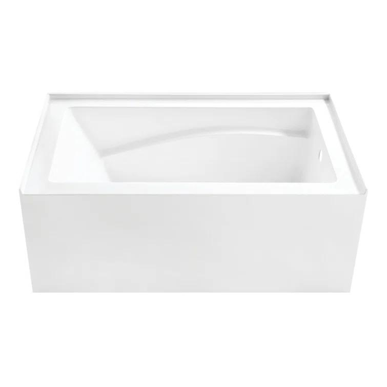 Kingston Brass Aqua Eden 54-Inch Acrylic Rectangular 3-Wall Alcove Tub, Hand Drain and Anti-Skid Surface