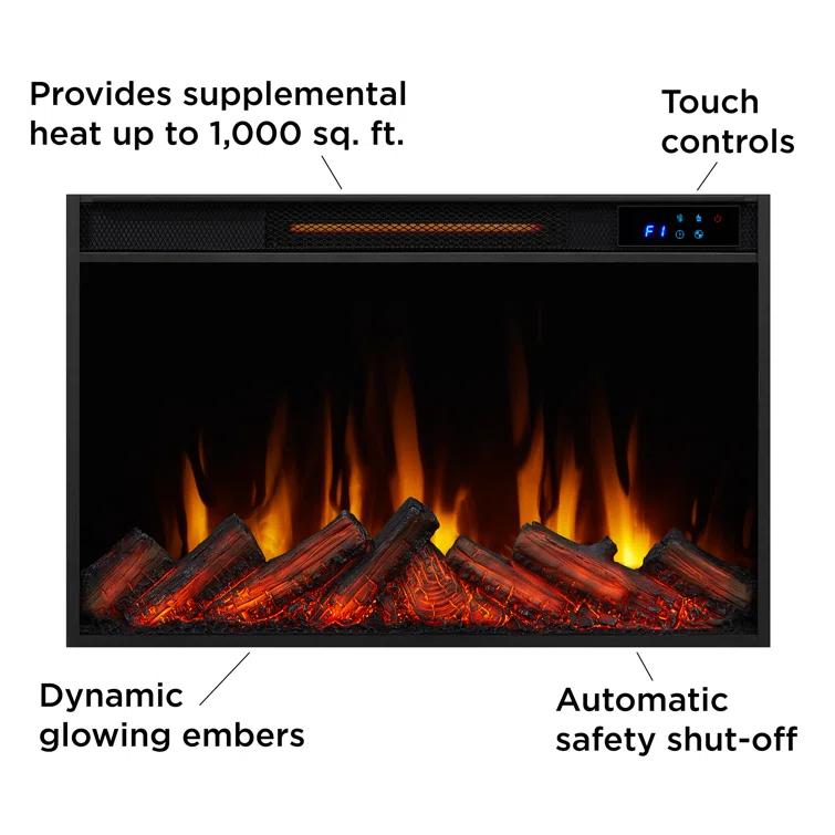 Crawford 48" Slim Electric Fireplace in Black by Real Flame
