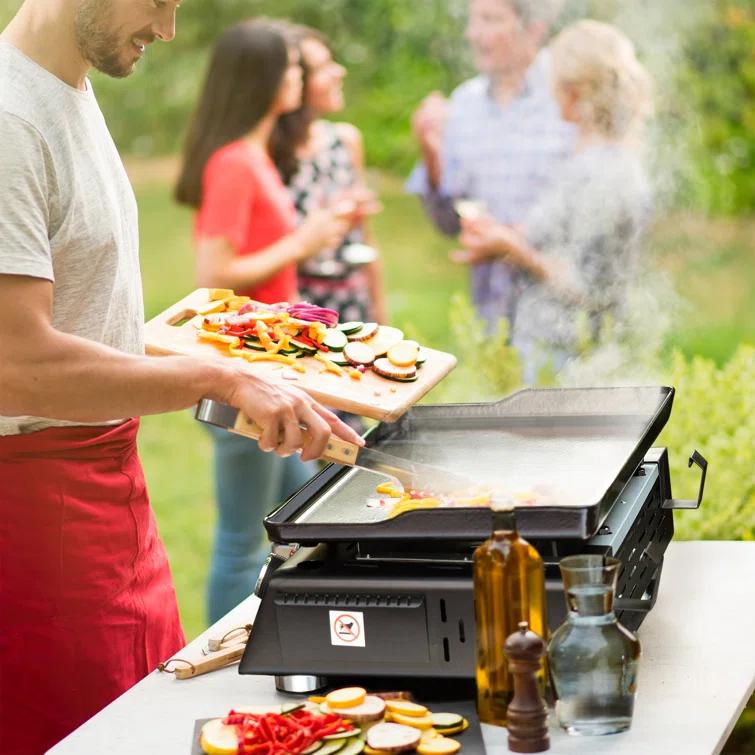Royal Gourmet 3-Burner Portable Gas Grill Griddle with Top Hard Cover
