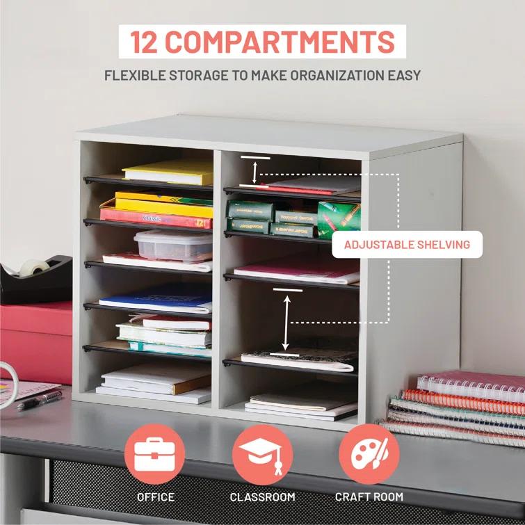 Wood Adjustable-Compartment Literature Organizer (Desktop)
