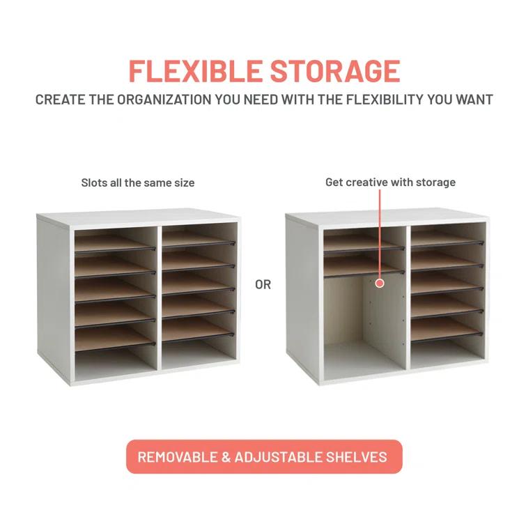 Wood Adjustable-Compartment Literature Organizer (Desktop)