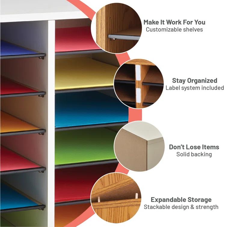 Wood Adjustable-Compartment Literature Organizer (Desktop)
