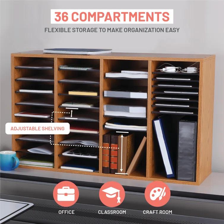 Safco® Adjustable Compartment Wood Literature Orga Literature Sorter