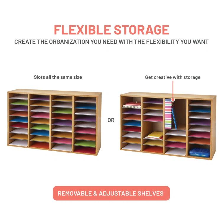 Safco® Adjustable Compartment Wood Literature Orga Literature Sorter
