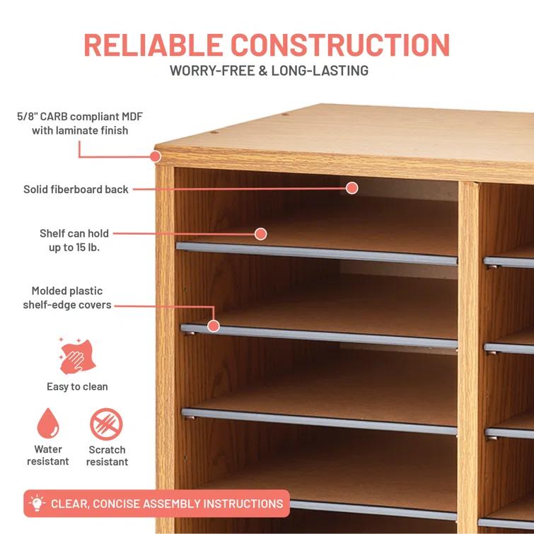 Safco® Adjustable Compartment Wood Literature Orga Literature Sorter