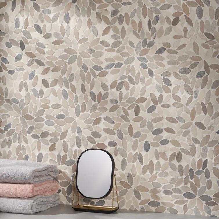 Picturesque Flower 11.81 in. x 11.81 in. Natural Stone Floor and Wall Mosaic Tile (0.97 Sq. Ft. / Each)