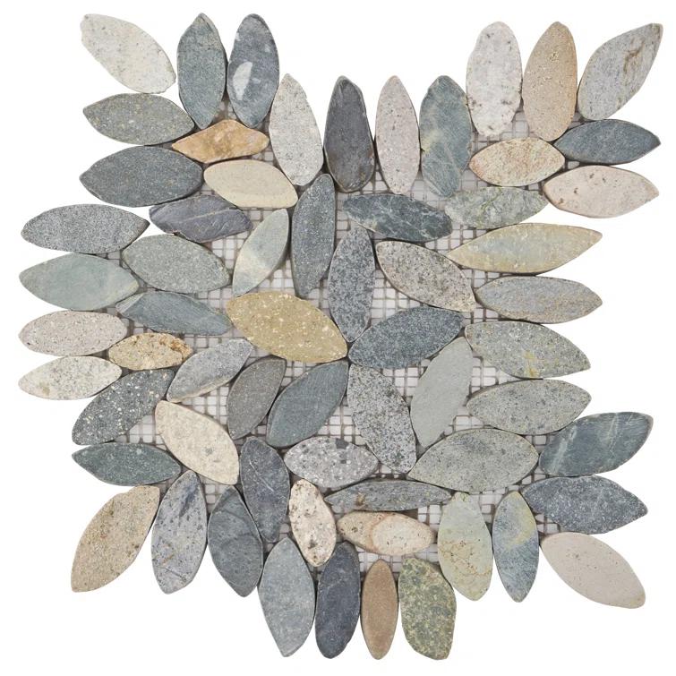 Picturesque Flower 11.81 in. x 11.81 in. Natural Stone Floor and Wall Mosaic Tile (0.97 Sq. Ft. / Each)