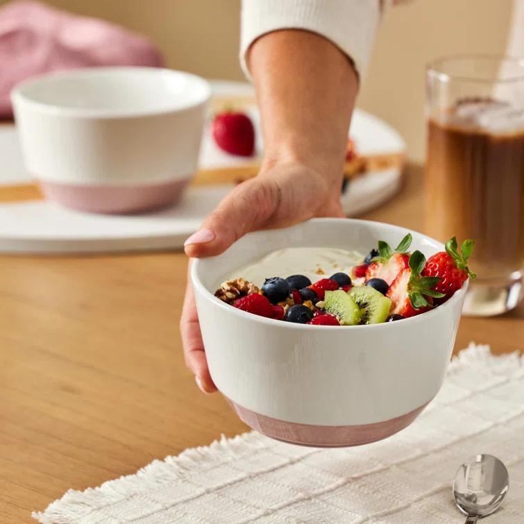 Austin Libbey 28-Ounce Porcelain Soup Salad Bowl, Set Of 4
