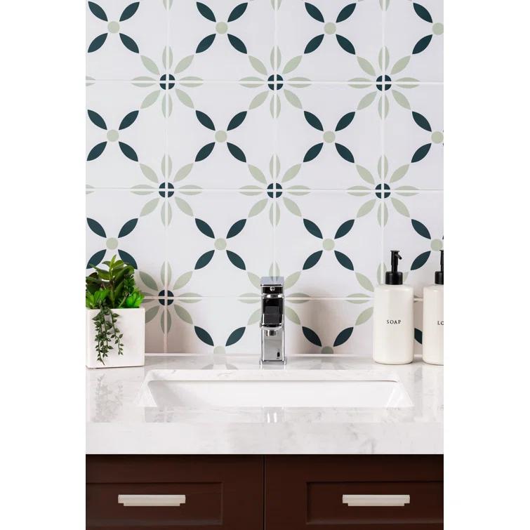 Amara 8" x 8" Encaustic Look Matte Porcelain Floor & Wall Tile