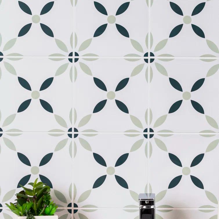 Amara 8" x 8" Encaustic Look Matte Porcelain Floor & Wall Tile