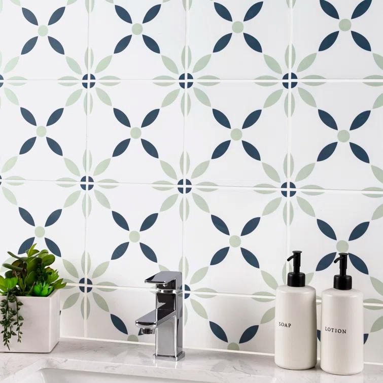 Amara 8" x 8" Encaustic Look Matte Porcelain Floor & Wall Tile