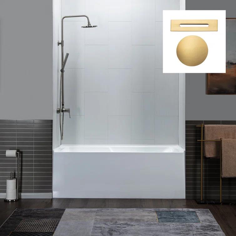 Flint 60'' x 30'' Alcove / Tile In Soaking Acrylic Bathtub