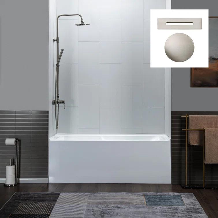 Flint 60'' x 30'' Alcove / Tile In Soaking Acrylic Bathtub