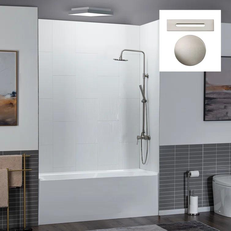Flint 60'' x 30'' Alcove / Tile In Soaking Acrylic Bathtub