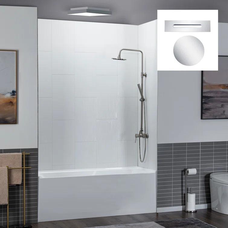 Flint 60'' x 30'' Alcove / Tile In Soaking Acrylic Bathtub