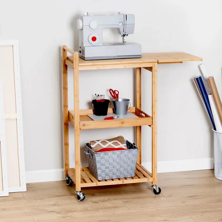 Bamboo Rolling Kitchen Cart