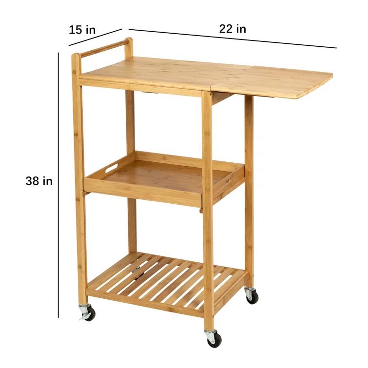 Bamboo Rolling Kitchen Cart