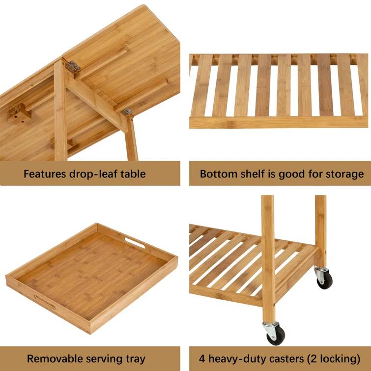 Bamboo Rolling Kitchen Cart